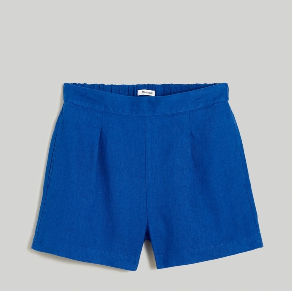Madewell Blue Linen High Waist Shorts M